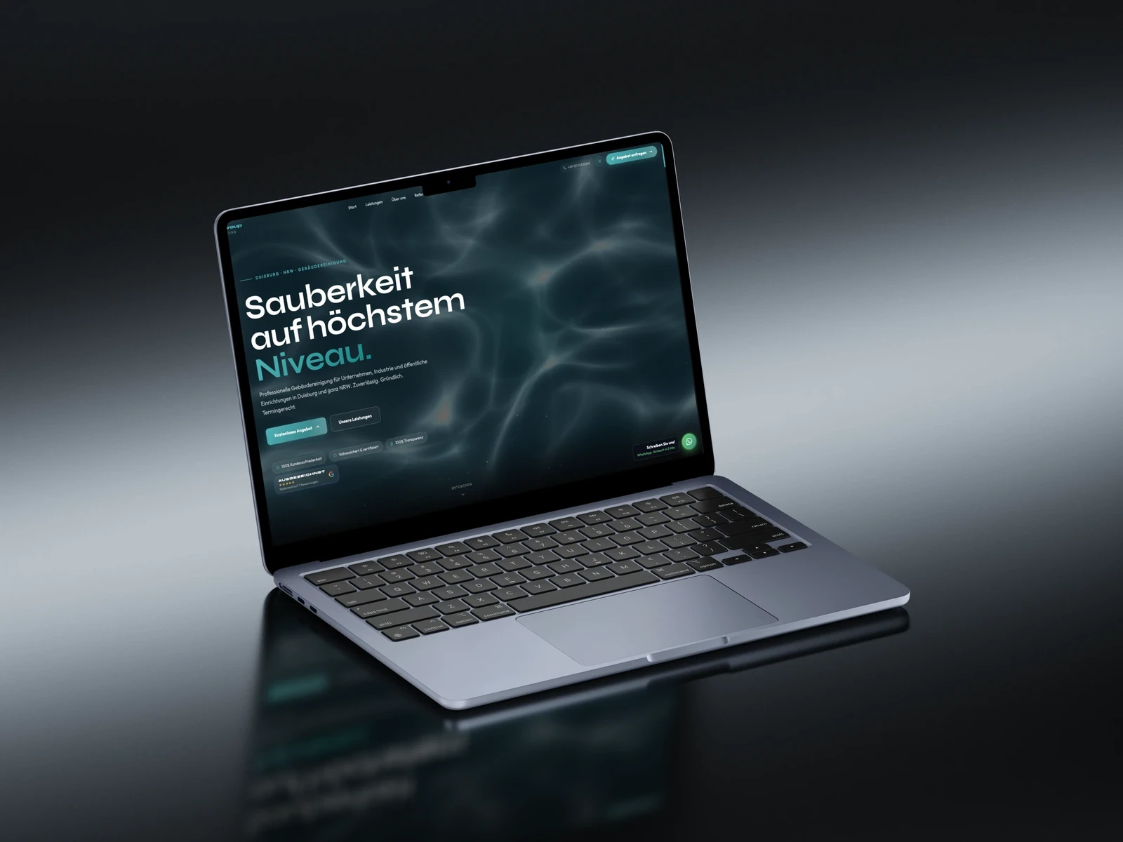 Globale Group: Website für Gebäudereinigung in NRW auf einem Laptop